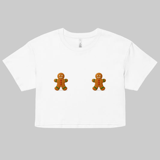 Gingerbread Man Boobie Tee - funny Christmas holiday shirt for women and men