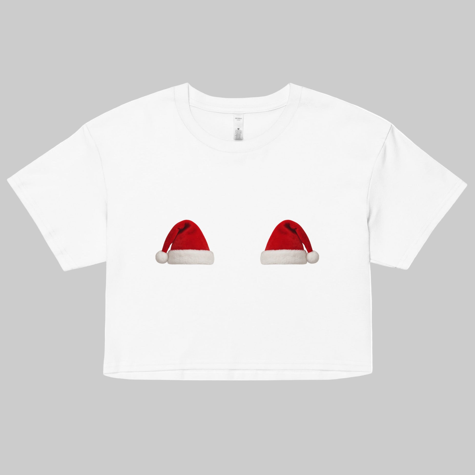 Santa Hat Boobie Tee - funny Christmas shirt for holiday season