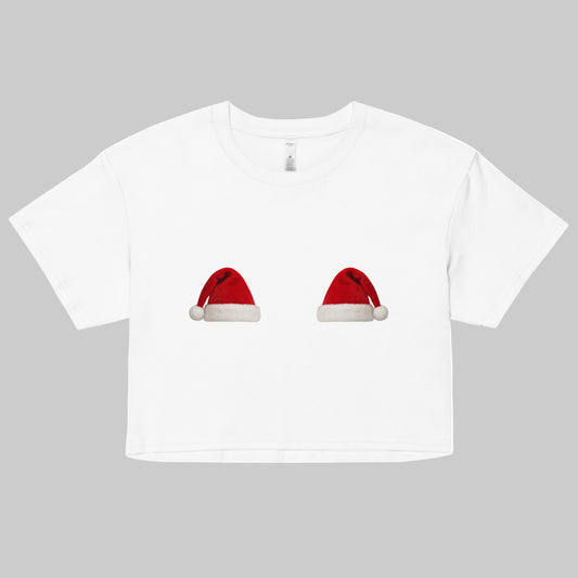 Santa Hat Boobie Tee - funny Christmas shirt for holiday season