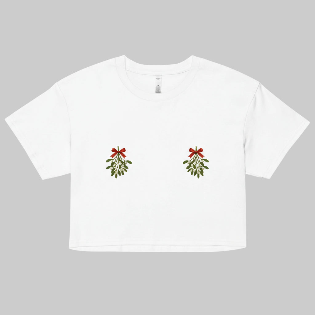 Mistletoe Boobie Tee - funny Christmas holiday shirt for women and men