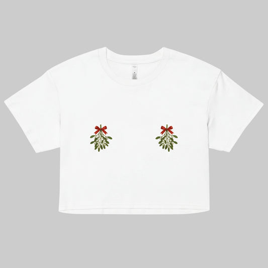 Mistletoe Boobie Tee - funny Christmas holiday shirt for women and men